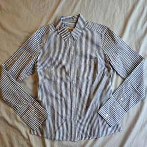 Abercrombie & Fitch ⚓️ Women's Blue & White Tailored Cotton Button Down